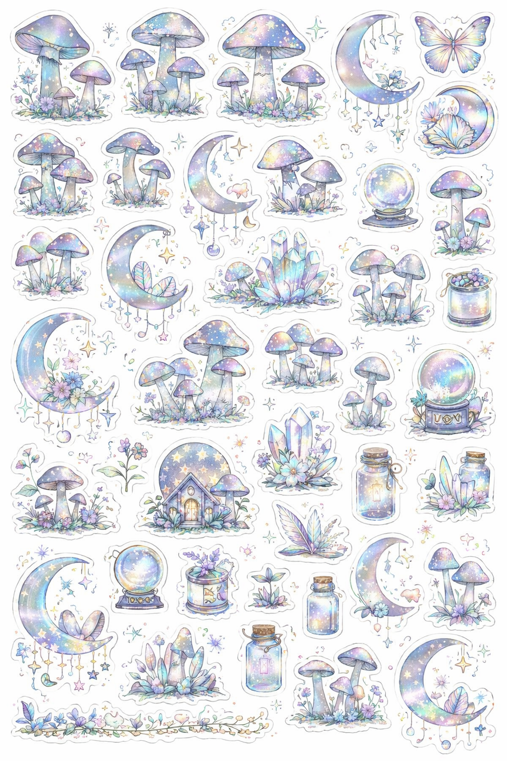 moonlit shrooms sticker sheet